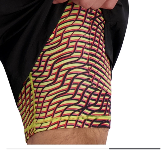 Reebok Men's Black and Yellow Athletic Shorts - Picture 4 of 5